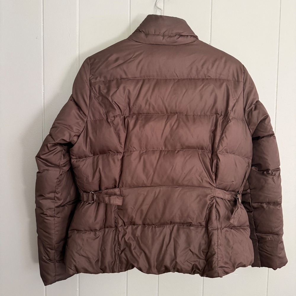 Eddie Bauer Womens Brown Goose Down Quilted Puffer Jacket Belted Sz XL Gorpcore - Picture 5 of 12